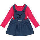 Baby Girls Pink & Blue Dungaree Set, 1, hi-res