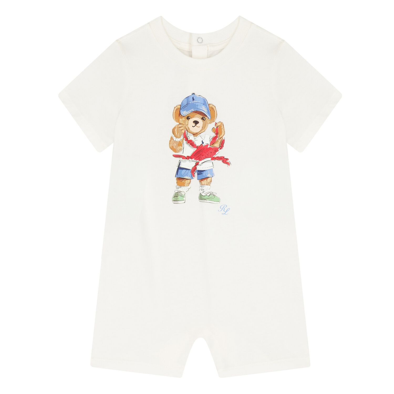 Baby Boys Ivory Polo Bear Romper, 1, hi-res