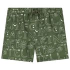 Boys Green Logo Swim Shorts, 1, hi-res
