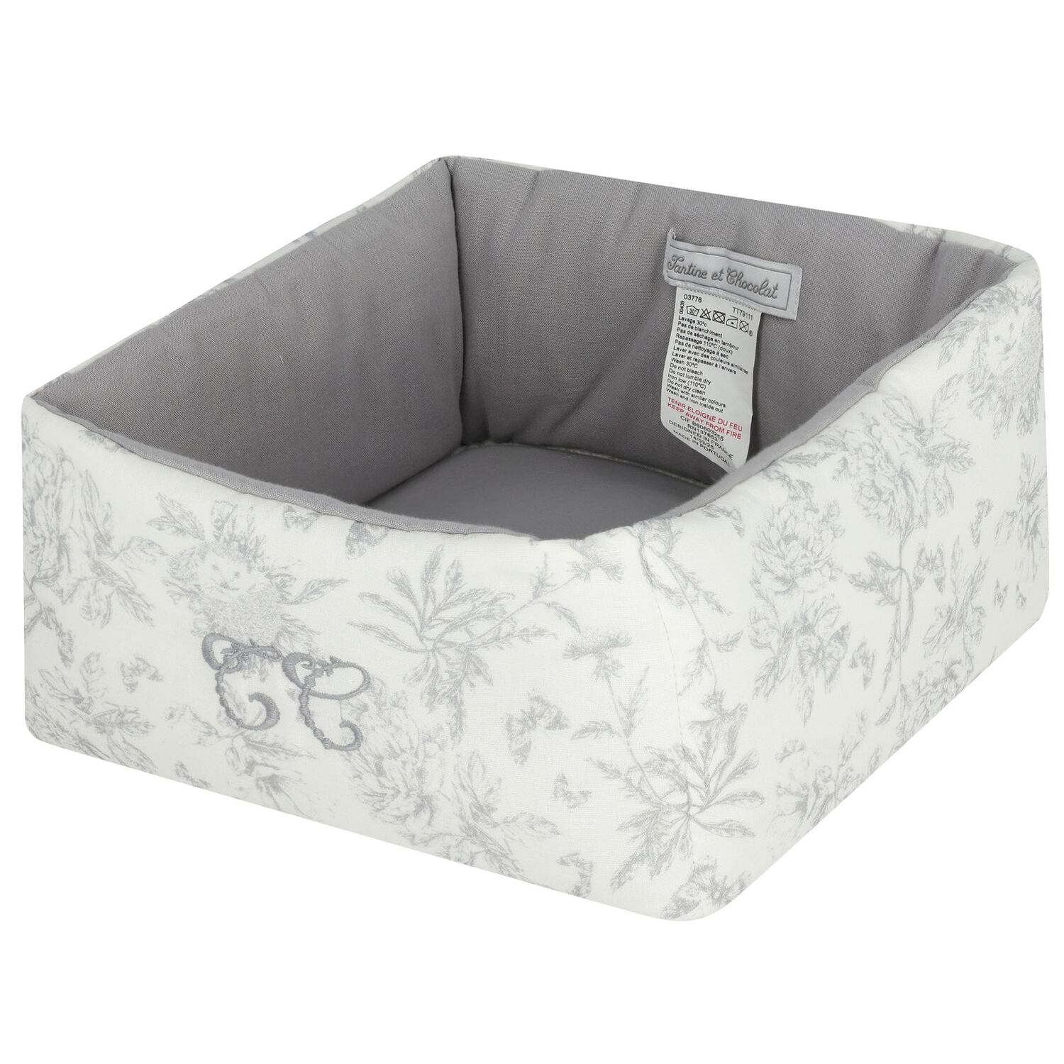 Ivory & Grey Toile De Jouy Baby Accessory Basket, 2, hi-res