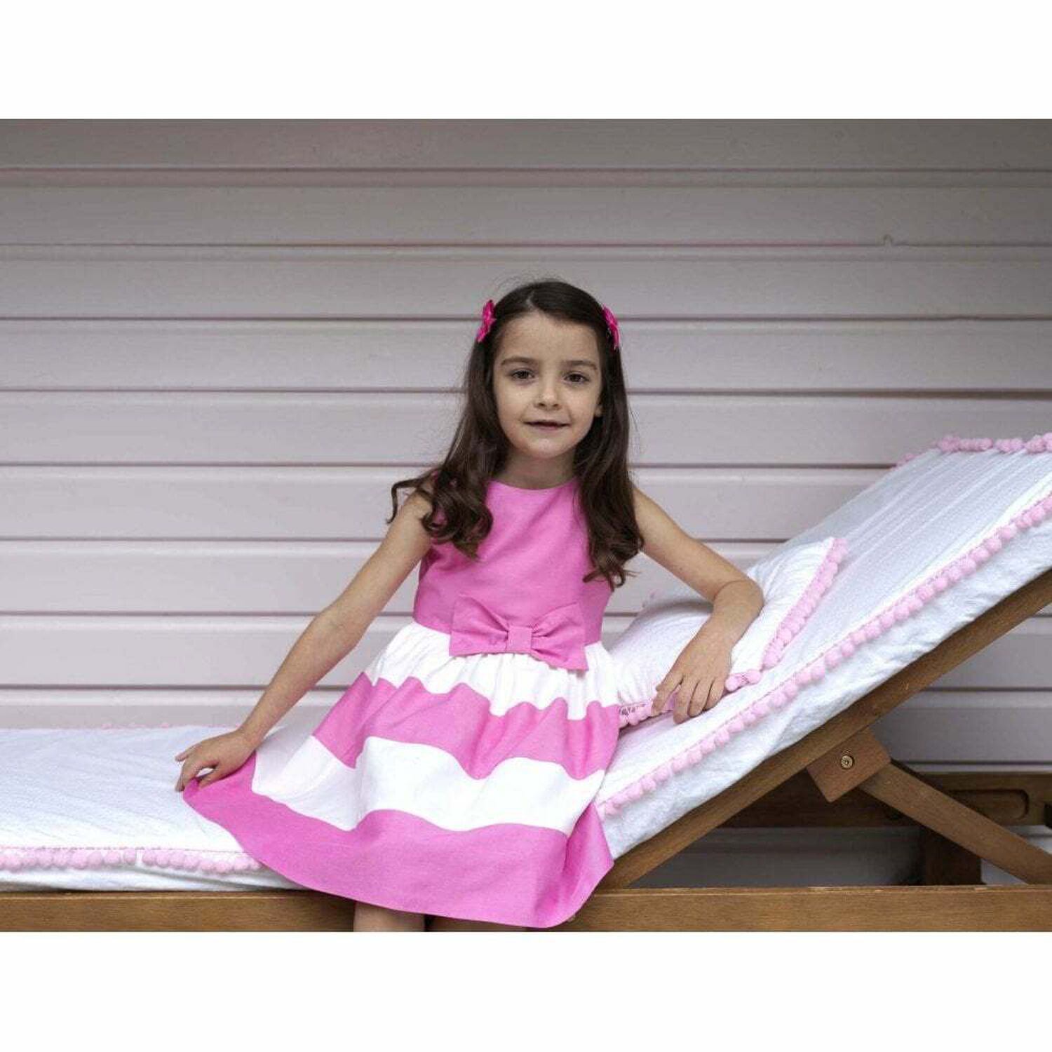 Girls Pink & White Dress, 1, hi-res image number null
