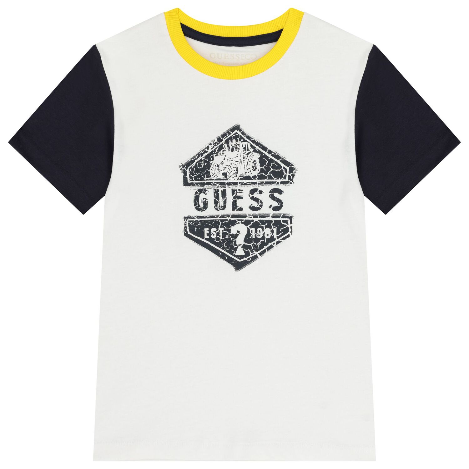 طقم شورت اولاد باللون الأصفر والأبيض, 1, hi-res