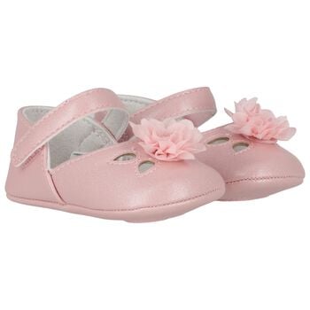 Baby Girls Pink Flower Pre Walker Shoes