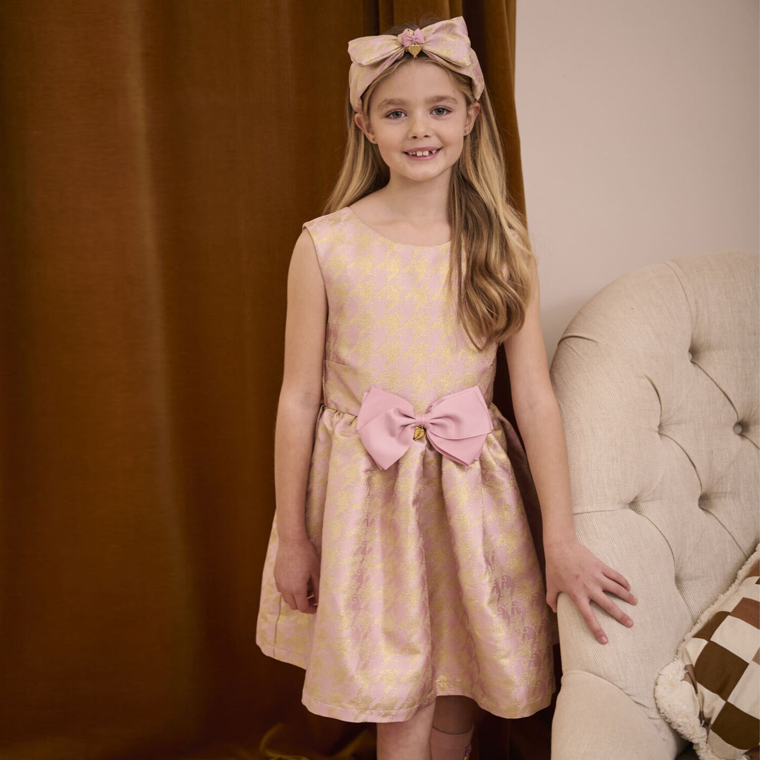 Girls Pink & Gold Dress, 2, hi-res image number null