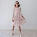 Girls Pink Tiered Tulle Dress, 1, hi-res