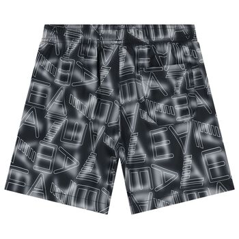 Boys Grey & White Logo Swim Shorts