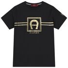 Boys Black & Gold Logo T-Shirt, 2, hi-res
