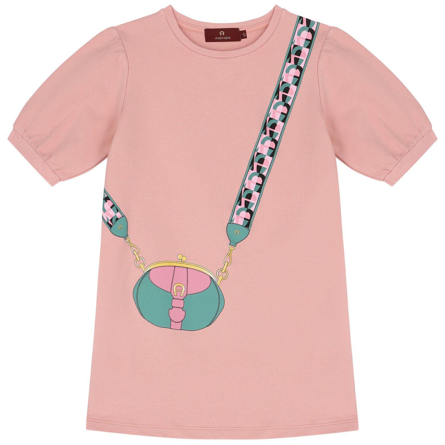 فستان بشعار حقيبة باللون الوردي , 2, hi-res image number null