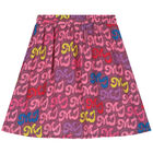 Girls Pink Logo Pleated Skirt, 1, hi-res