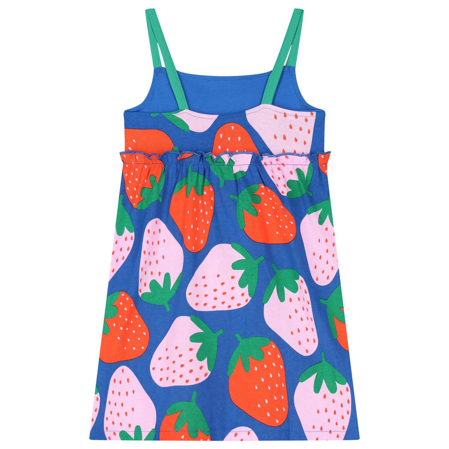 فستان صيفي بطبعة الفراولة باللون الأزرق للبنات, 1, hi-res image number null