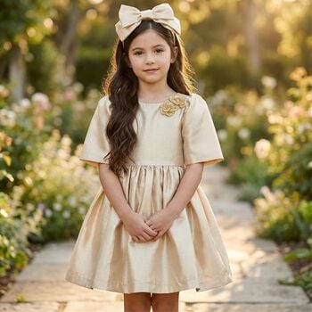 Girls Gold Flower Dress