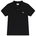 Boys Black Logo Polo Shirt, 2, hi-res