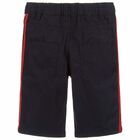 Boys Navy Logo Shorts, 1, hi-res