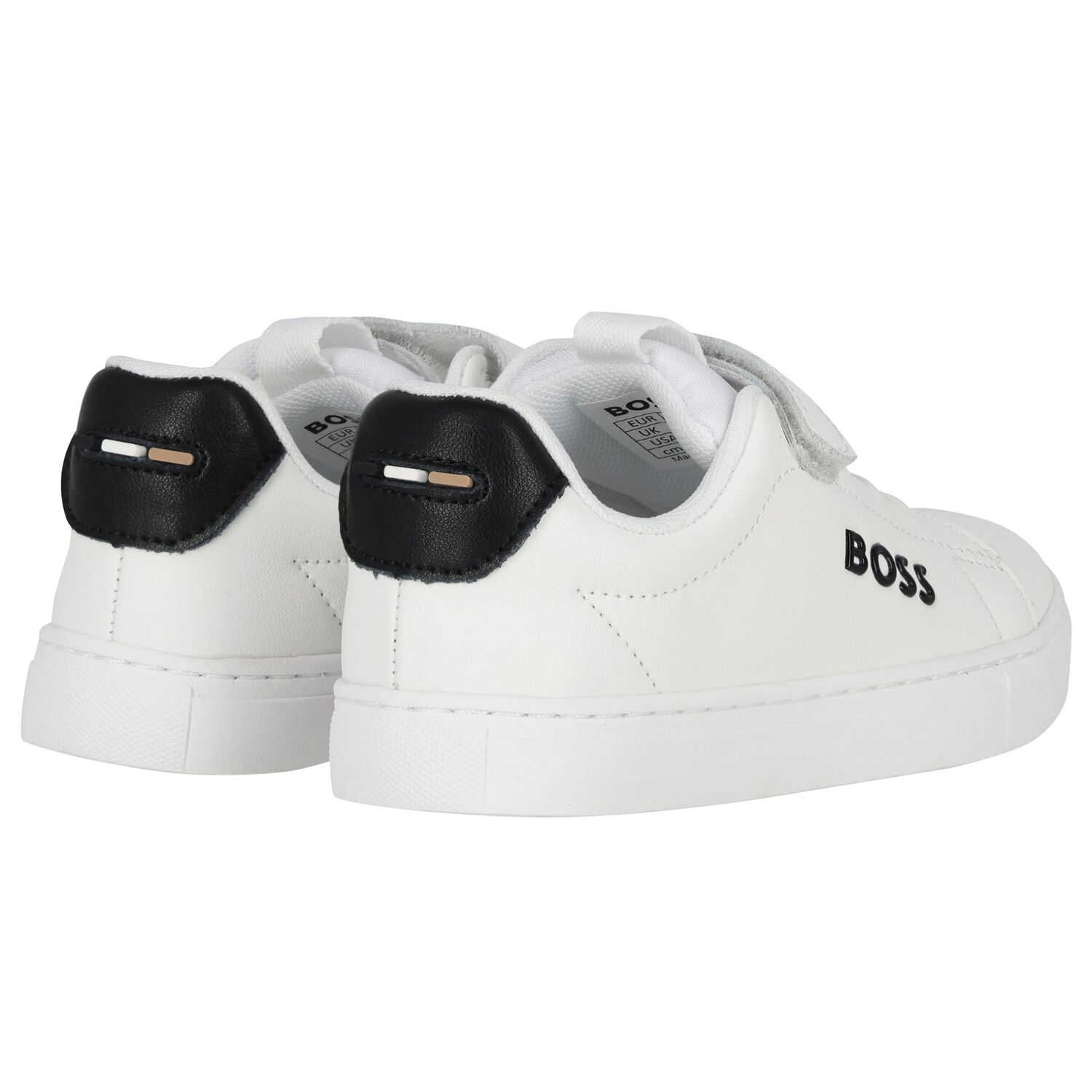 Boys White Logo Trainers, 2, hi-res