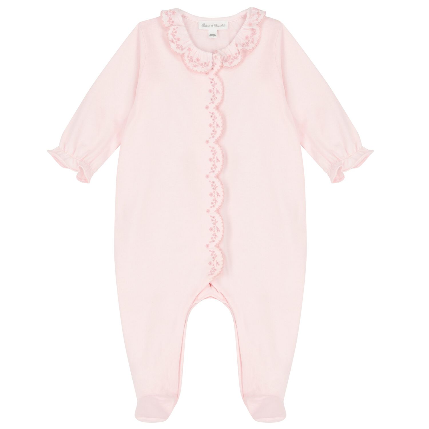 Baby Girls Pink Embroidered Babygrow, 2, hi-res