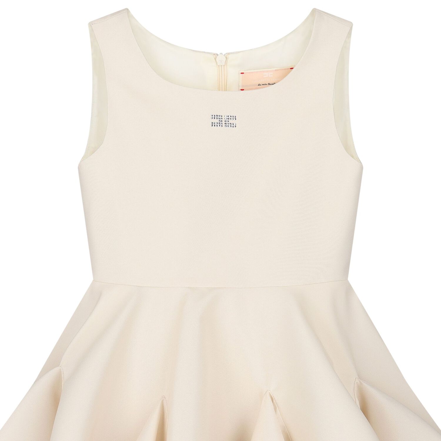 Girls Ivory Embellished Logo Dress, 2, hi-res image number null