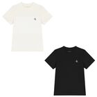 Boys White & Black Cotton T-Shirts ( 2-Pack ), 1, hi-res