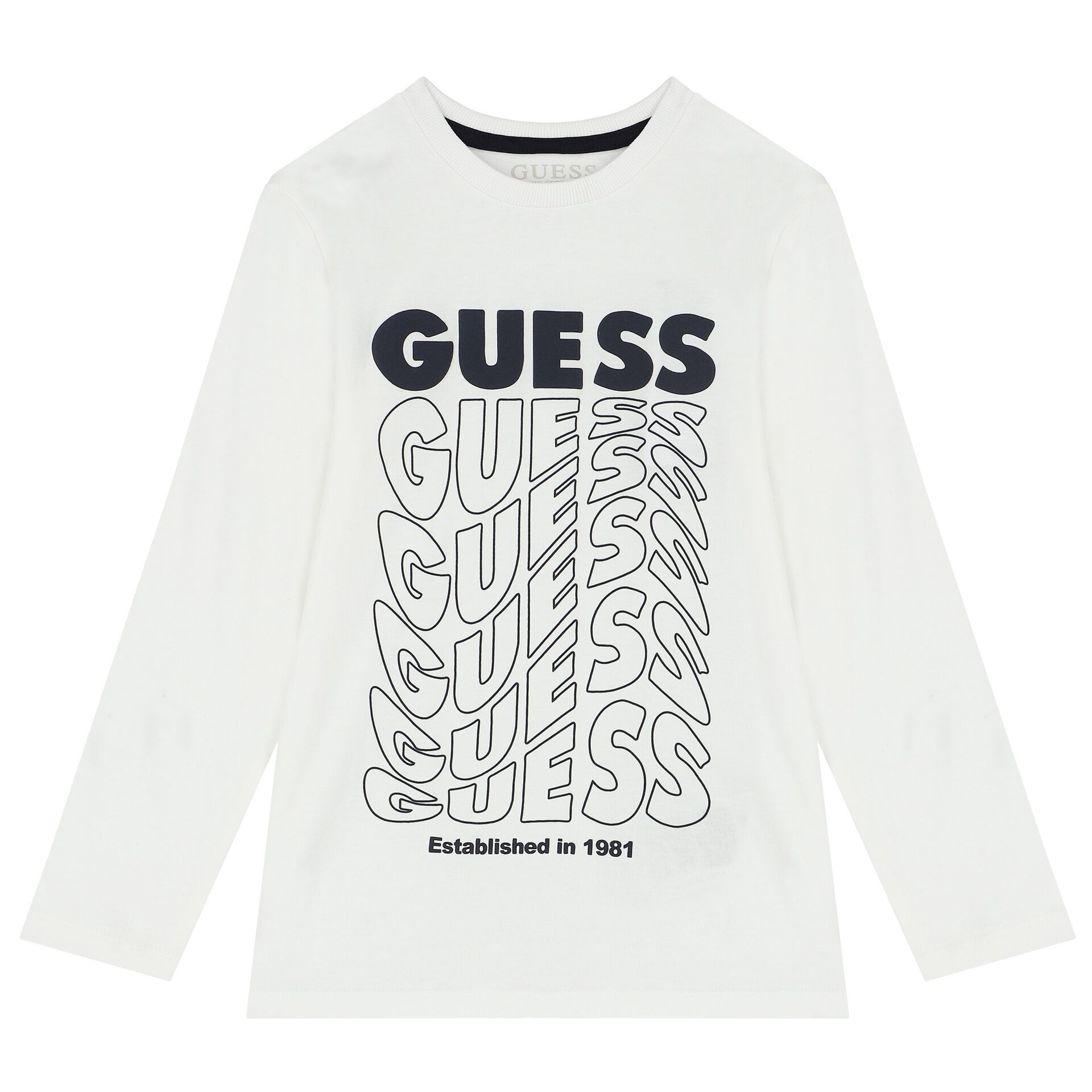 Guess Boys White Logo Long Sleeve Top Junior Couture QA