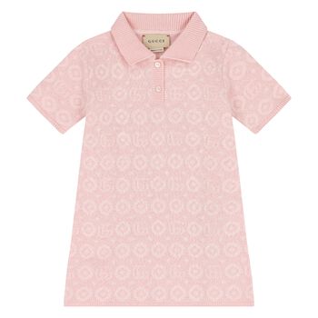 Younger Girls Pink Knitted Polo Dress