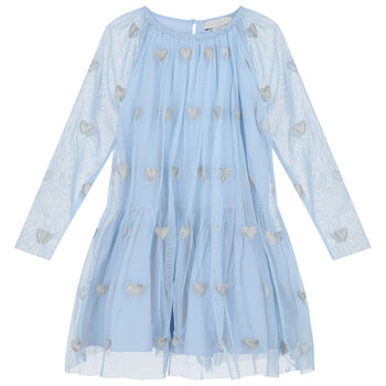 Girls Blue Hearts Tulle Dress