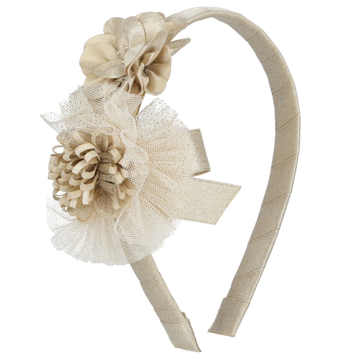 Girls Ivory Flower Headband, 1, hi-res
