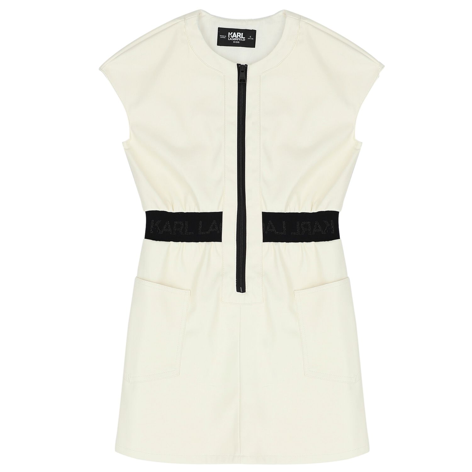 Girls Ivory Rhinestone Logo Dress, 1, hi-res