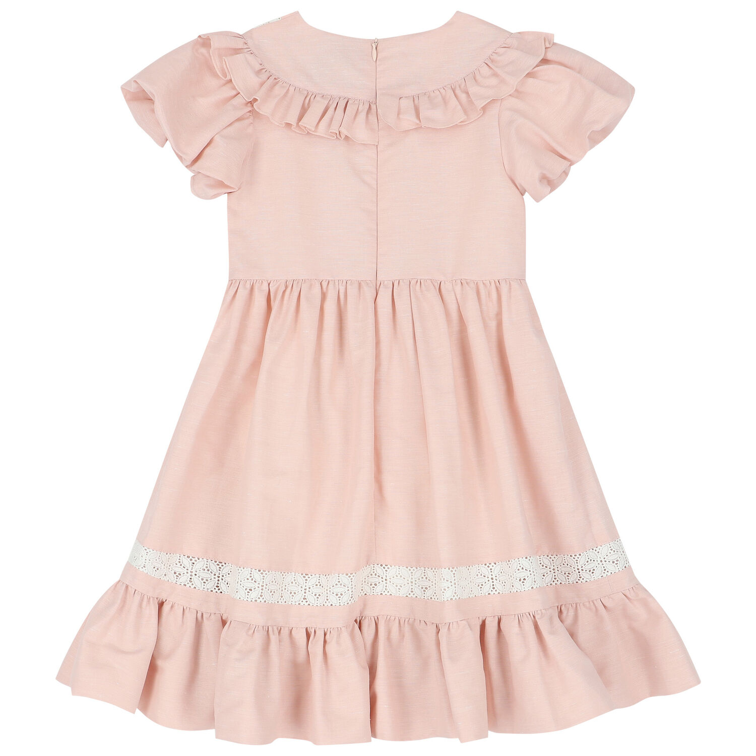 Girls Pink & Ivory Ruffle Dress, 1, hi-res image number null