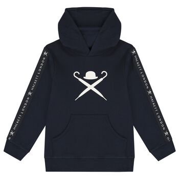 Boys Navy Blue Logo Hooded Top