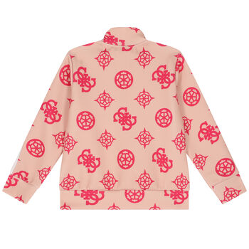Girls Beige Logo Zip Up Top
