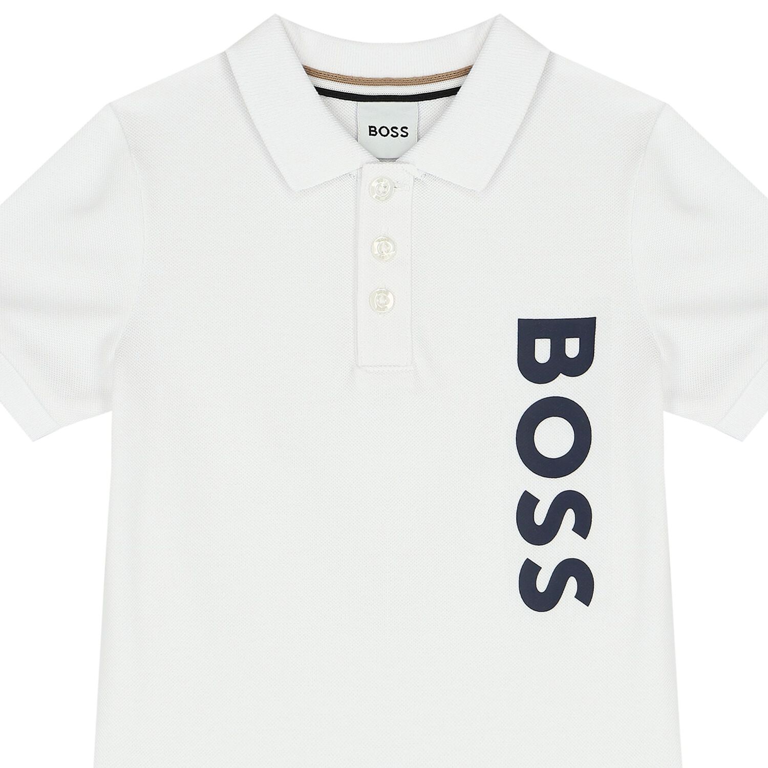 Younger Boys White Logo Polo Shirt, 1, hi-res image number null