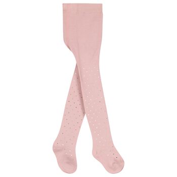 Younger Girls Pink & Gold Heart Tights