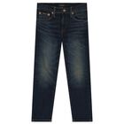 Boys Blue Denim Logo Jeans, 1, hi-res