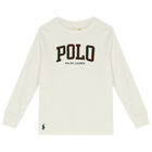 Boys Ivory Logo Long Sleeve Top, 1, hi-res