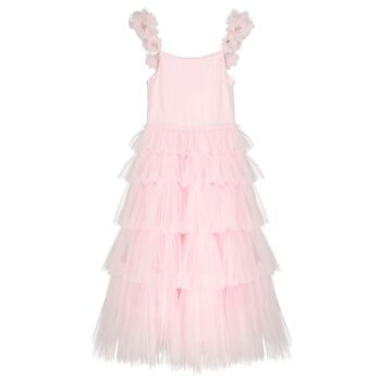 Girls Pink Tiered Tulle Dress
