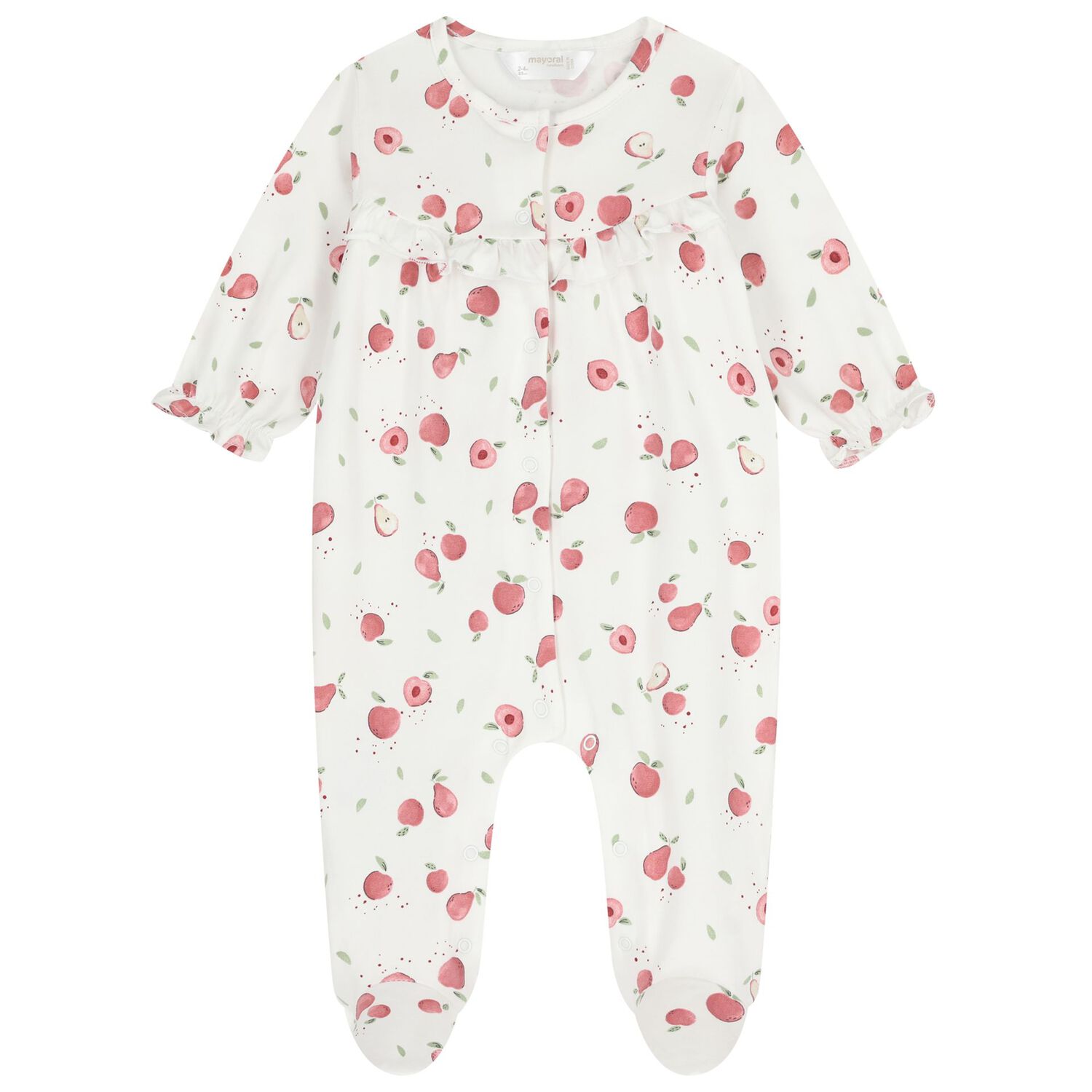 Baby Girls White & Pink Apple Babygrow ( 2-Pack ), 2, hi-res
