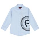 قميص اولاد بالشعار باللون الأزرق, 1, hi-res