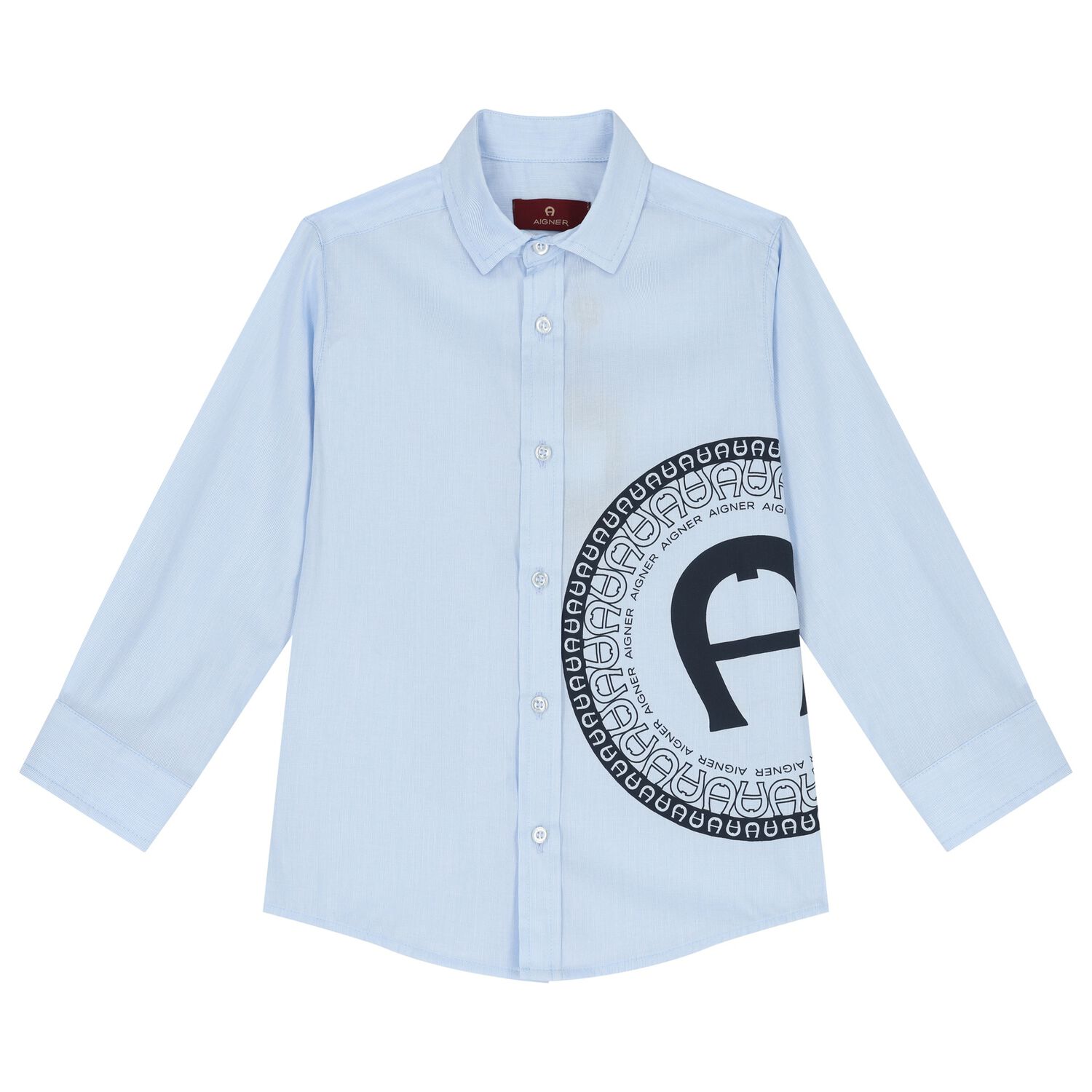 قميص اولاد بالشعار باللون الأزرق, 1, hi-res