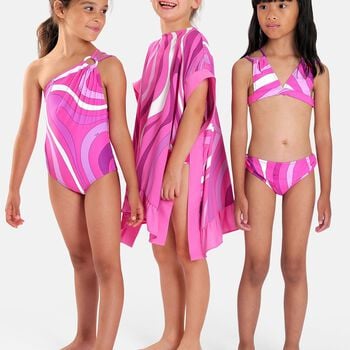 Girls Pink & Purple Logo Swimsuit