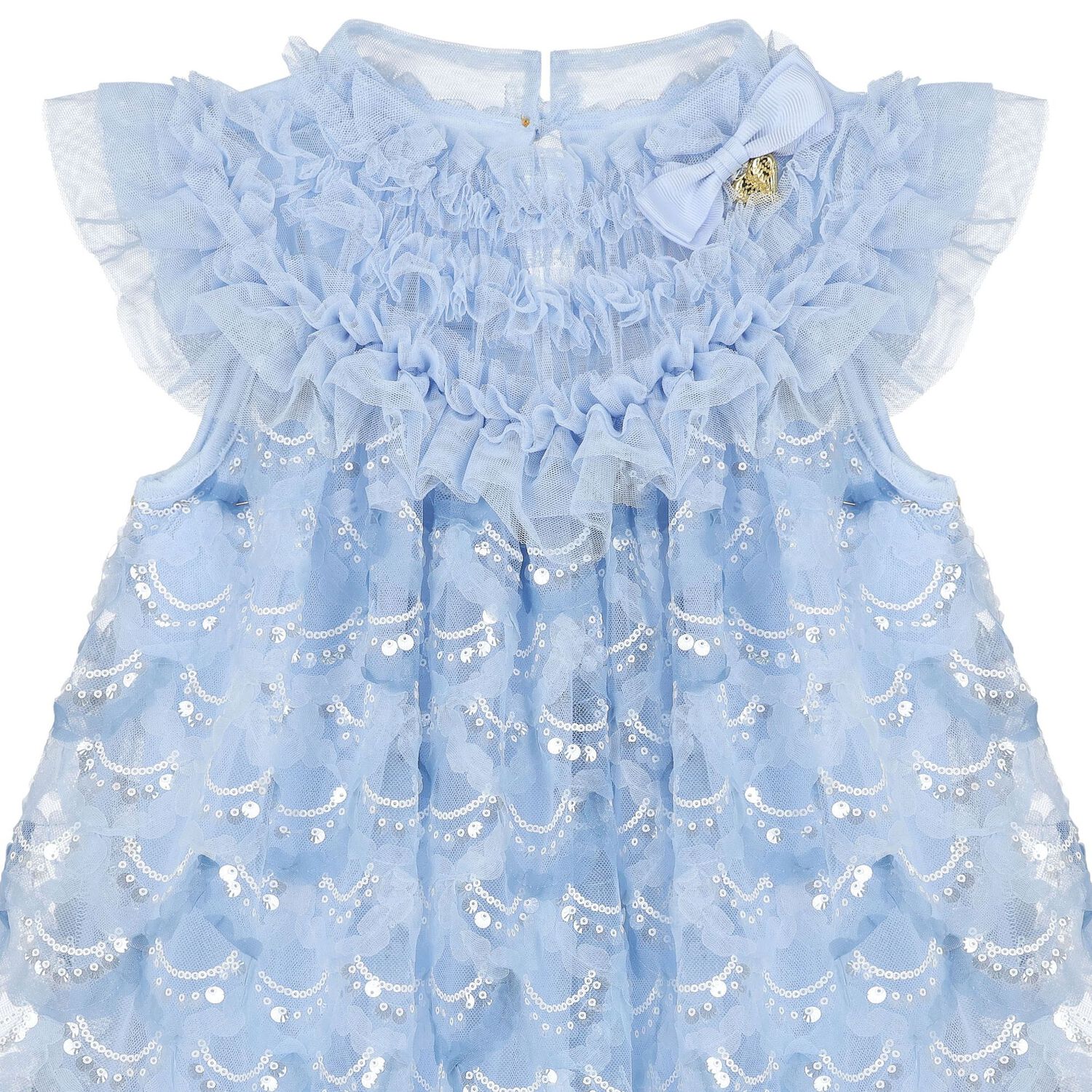 Girls Blue Embellished Tulle Dress, 2, hi-res image number null