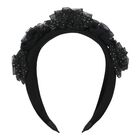 Girls Black Tulle Headband, 5, hi-res