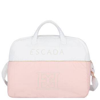 White & Pink Logo Baby Changing Bag