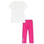 طقم ليجينز بنات بطبعه الفراوله باللون الابيض والوردى, 1, hi-res