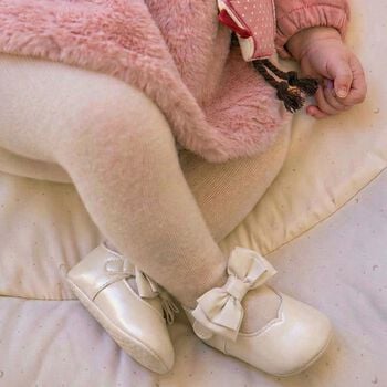 Baby Girls Ivory Bow Pre Walker Shoes