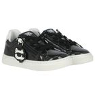 Girls Black Glitter Logo Trainers, 1, hi-res