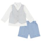 Baby Boys White & Blue Shorts Set, 1, hi-res