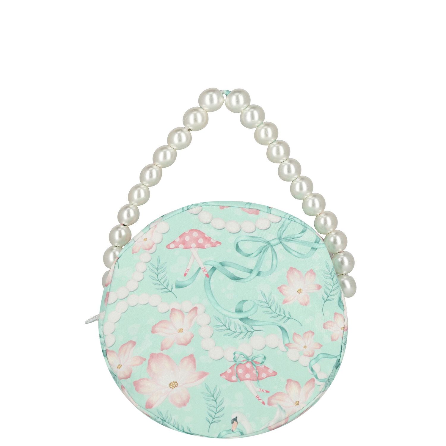 Girls Circular Mint Green Floral Bag, 1, hi-res