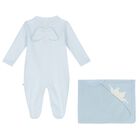 Baby Boys Blue Angel Wings Babygrow Set, 1, hi-res