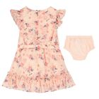 طقم فستان بنات شيفون بطبعة الزهور باللون الوردي, 1, hi-res
