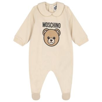 Beige Teddy Bear Logo Babygrow