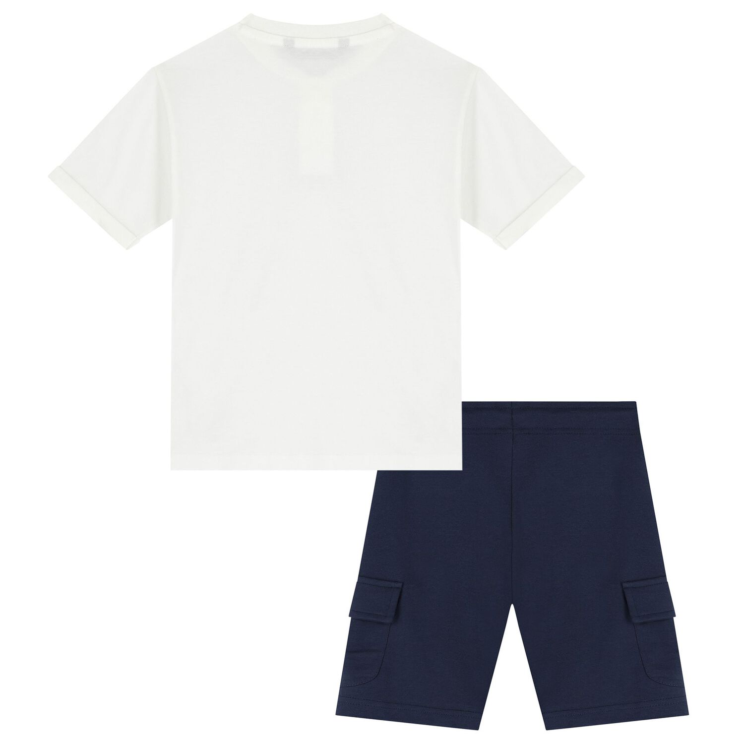 Boys White & Navy Blue Shorts Set, 2, hi-res